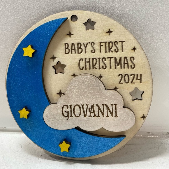 LASER ENGRAVED BABY FIRST CHRISTMAS ORNAMENT 🌲 - Picture 1 of 2